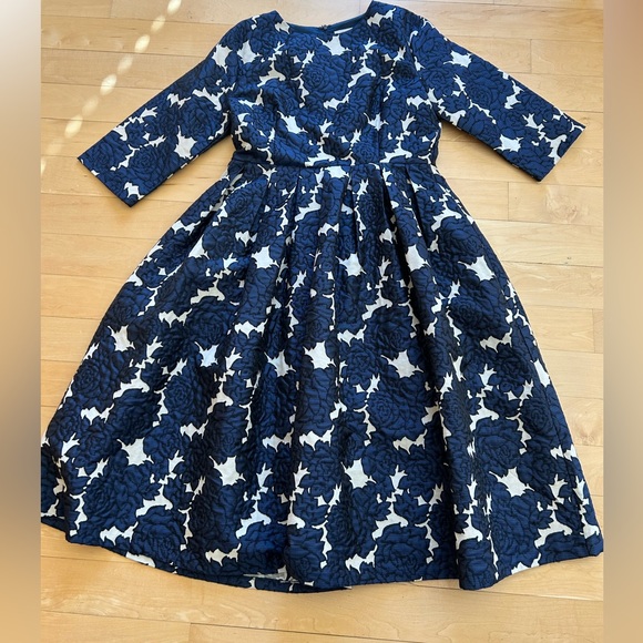 Dainty Jewells Women’s Navy and White Floral Brocade Dress Size Large - Picture 1 of 16